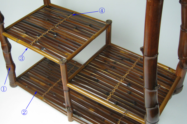 竹製　飾り棚（KA-02）の部材説明