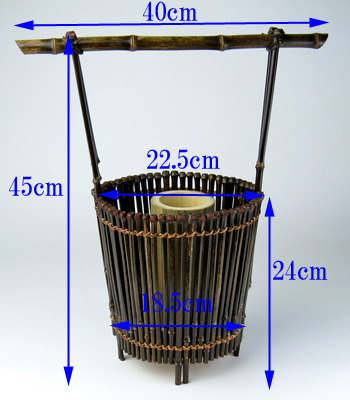 黒竹　手桶型花生（花入）〔丸〕の寸法